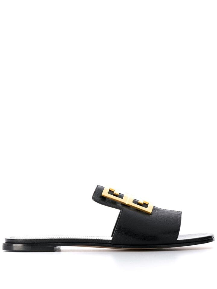 Givenchy Logo Plaque Slides - Black