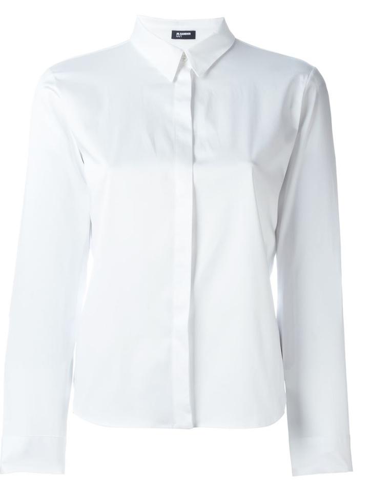 Jil Sander Navy Hidden Button Shirt