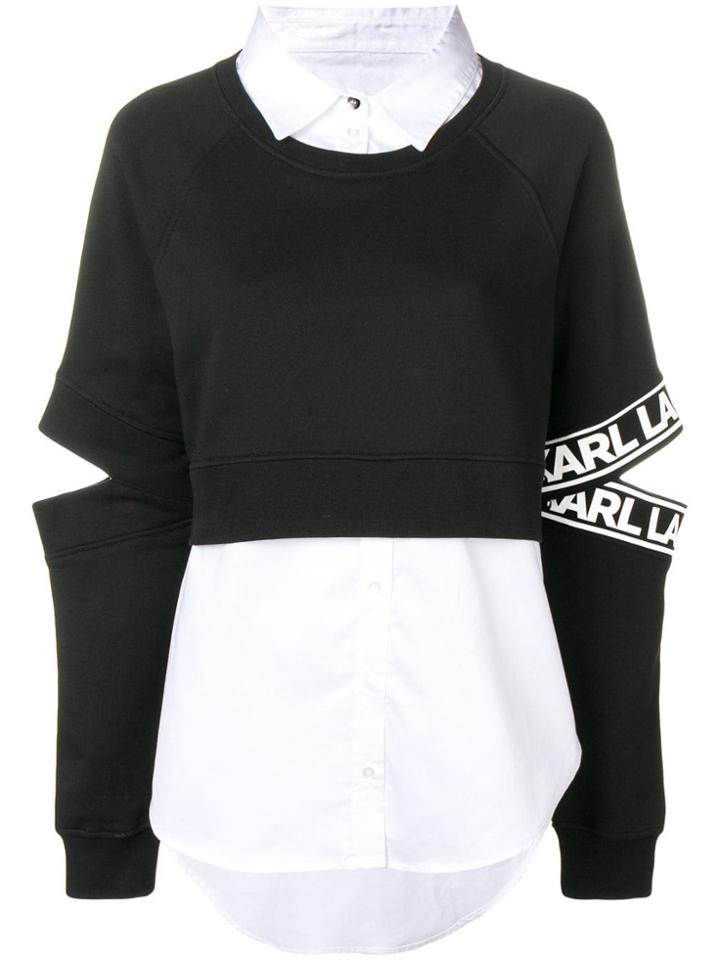 Karl Lagerfeld Fabric Mix Shirt Sweatshirt - Black
