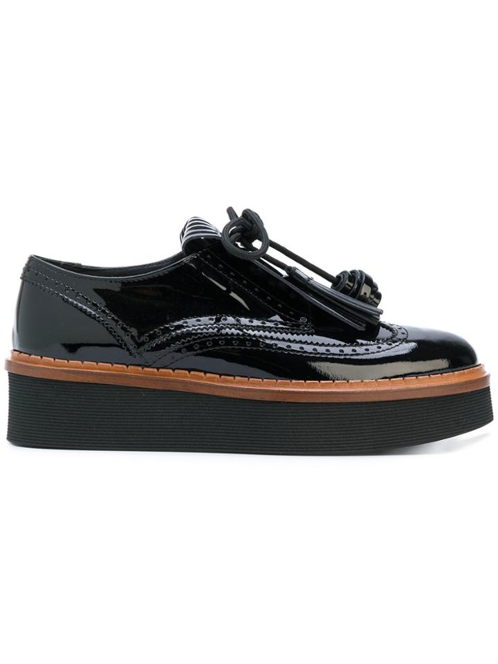 Tod's Fringed Flap Flatforms - Black