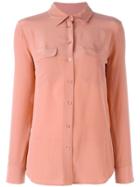 Equipment Pocketed Button Down Shirt - Pink & Purple