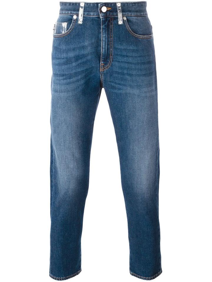 Love Moschino Cropped Jeans, Men's, Size: 31, Blue, Cotton/spandex/elastane/polyurethane