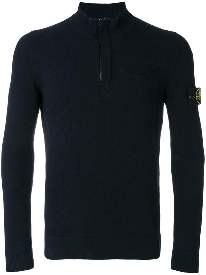 Stone Island Half Zip Knitted Jumper - Blue