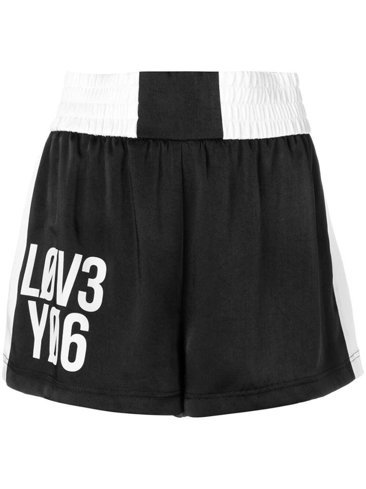 Red Valentino Love You Encrypted Love Notes Printed Shorts - Black
