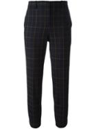 Theory Cropped Checked Trousers, Women's, Size: 10, Blue, Polyester/spandex/elastane/virgin Wool