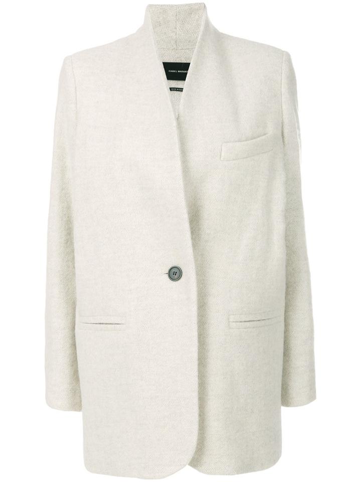 Isabel Marant - Collarless Button Coat - Women - Alpaca/virgin Wool - 38, Nude/neutrals, Alpaca/virgin Wool