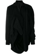 Yohji Yamamoto Asymmetric Pleated Detail Bomber Jacket - Black