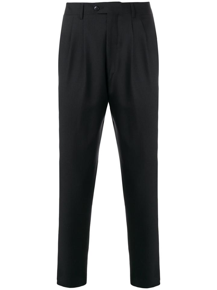 Sartorial Monk Straight Fit Cropped Trousers - Black