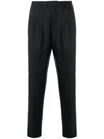 Sartorial Monk Straight Fit Cropped Trousers - Black