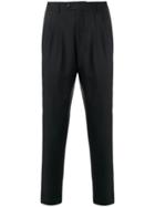 Sartorial Monk Straight Fit Cropped Trousers - Black