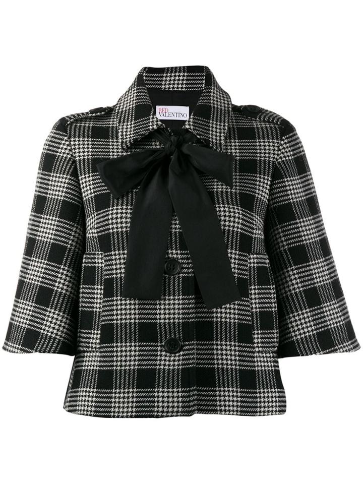 Red Valentino Red(v) Cropped Checked Jacket - Black