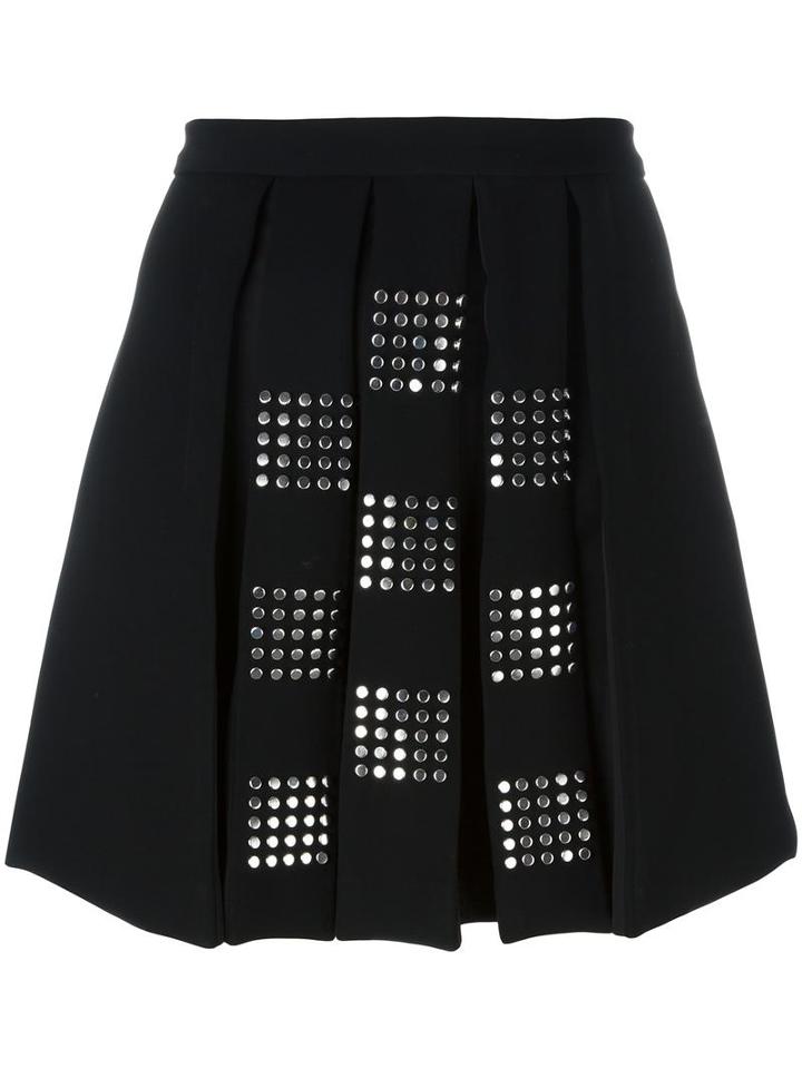 Versus Studded Pleated Front Skirt, Women's, Size: 40, Black, Polyester/polyamide/spandex/elastane/viscose