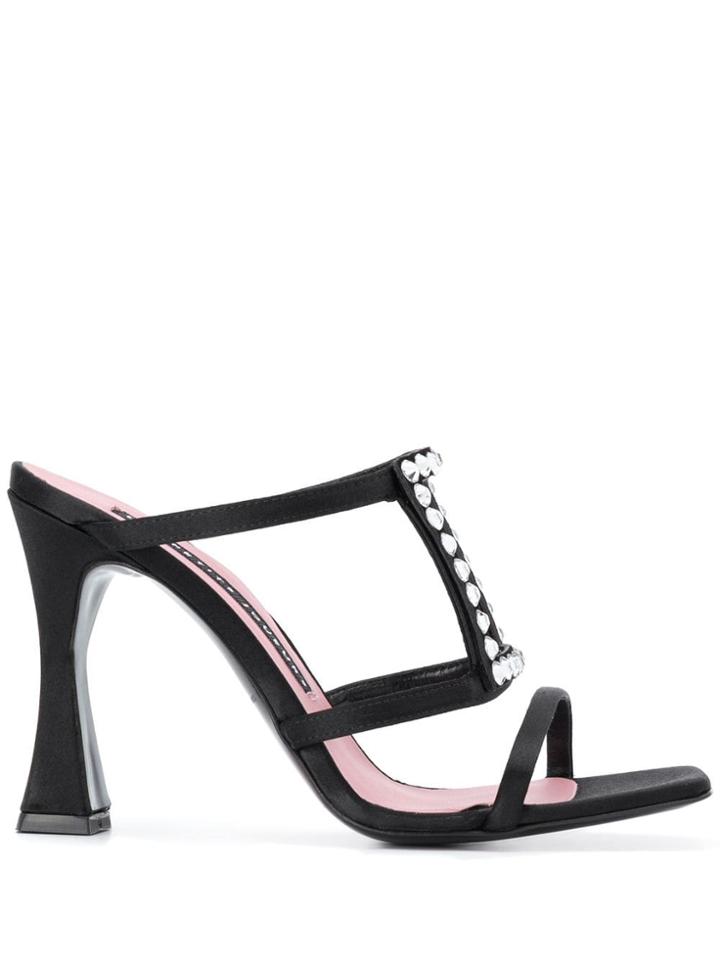 Les Petits Joueurs Crystal Embellished Slip-on Sandals - Black