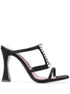 Les Petits Joueurs Crystal Embellished Slip-on Sandals - Black