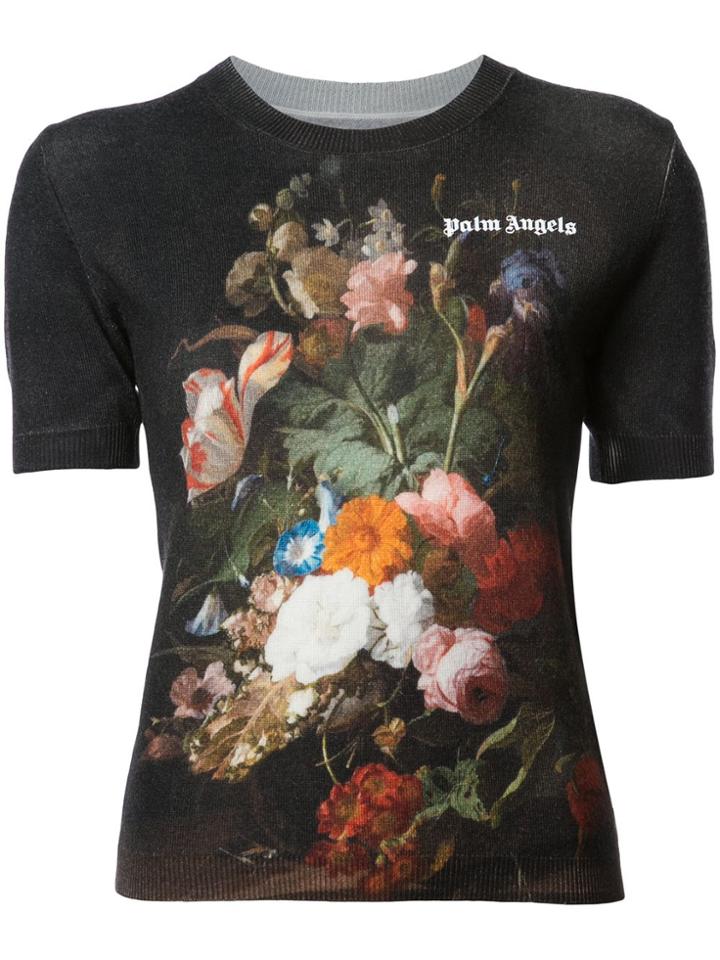 Palm Angels Floral Knitted Top - Black