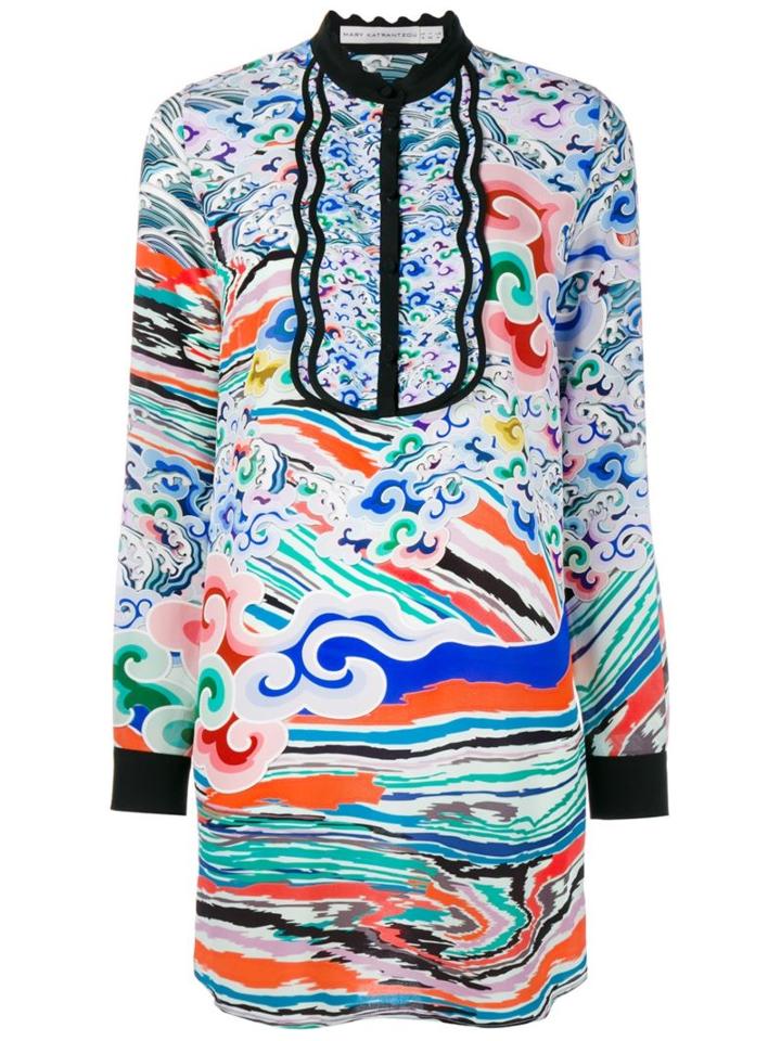 Mary Katrantzou Rainbow Cloud Print Silk Mini Dress