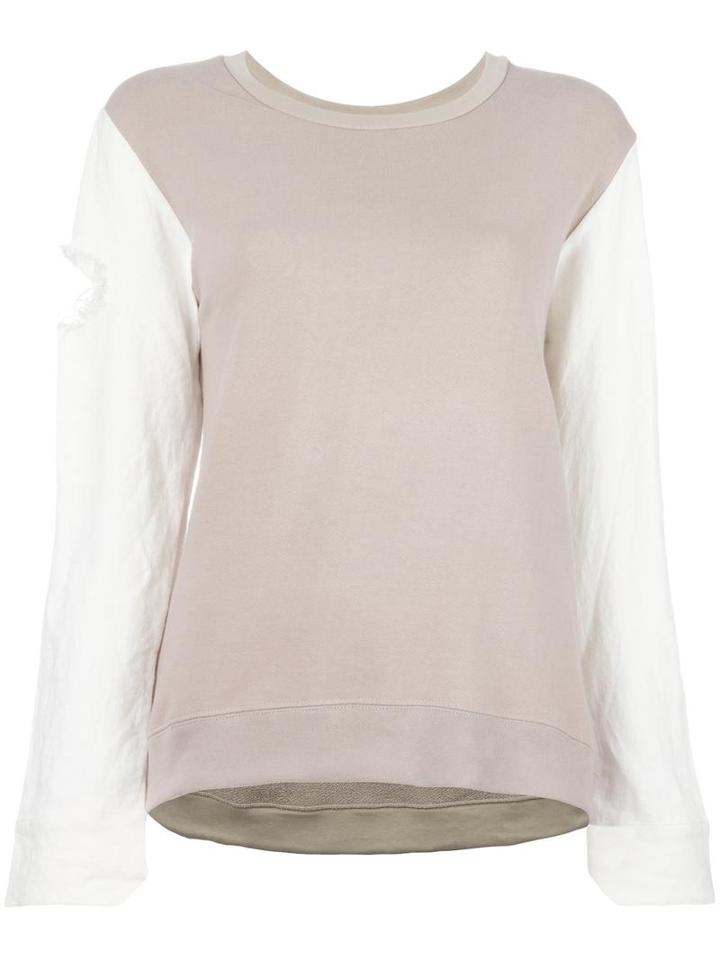 Water Ripped Detail Sweatshirt, Women's, Size: Medium, Nude/neutrals, Cotton