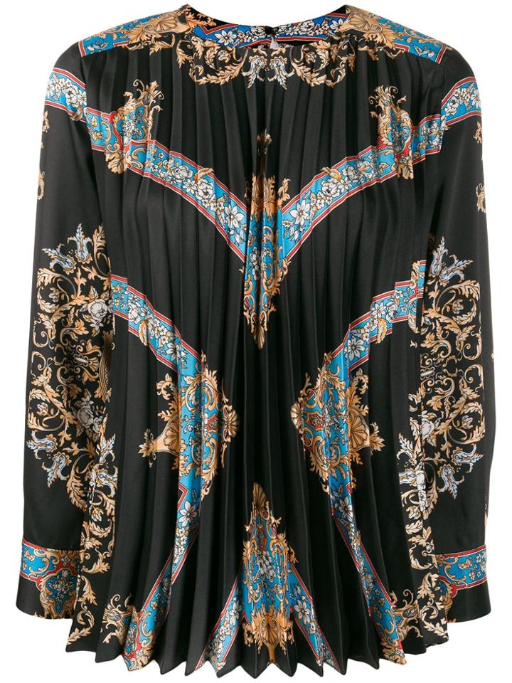 Sandro Paris Brocade Print Pleated Blouse - Black