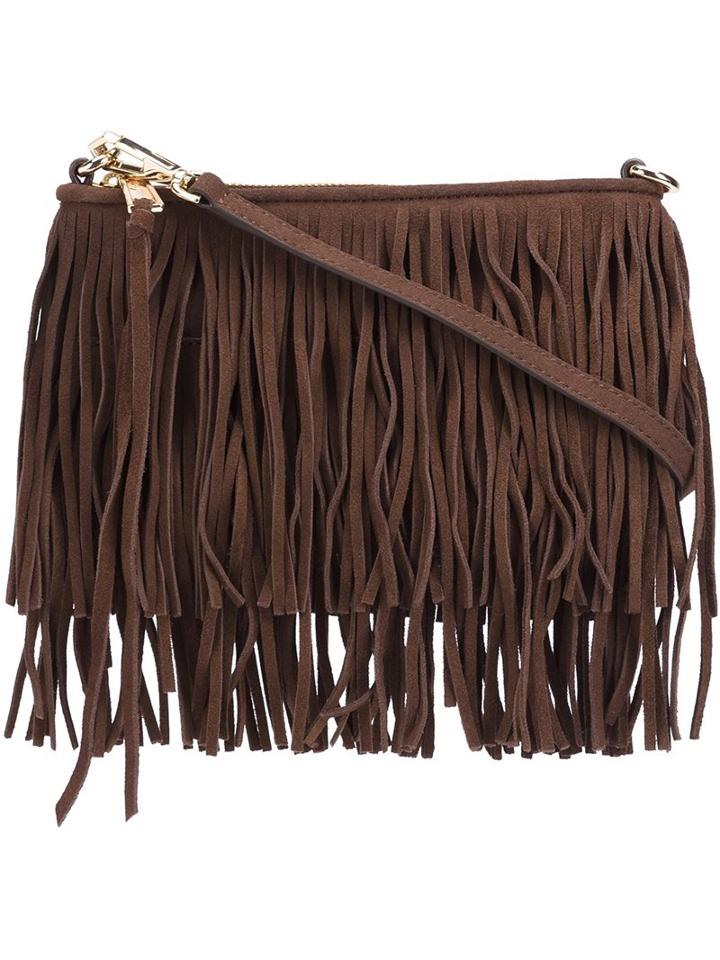 Rebecca Minkoff Fringed Cross Body Bag, Women's, Brown, Suede/polyester