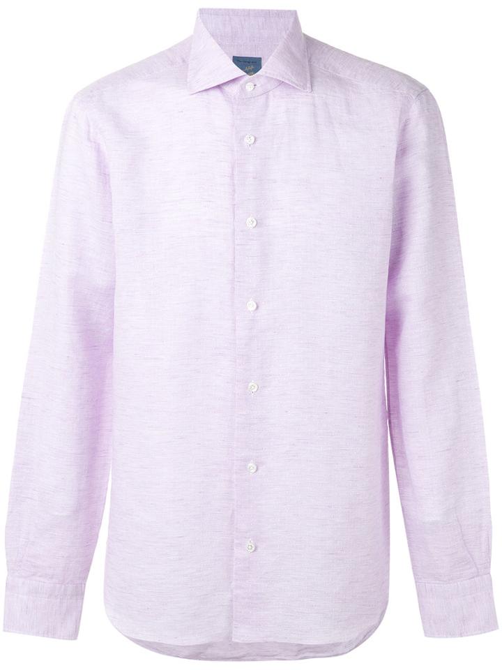 Barba - Plain Shirt - Men - Cotton/linen/flax - 42, Pink/purple, Cotton/linen/flax