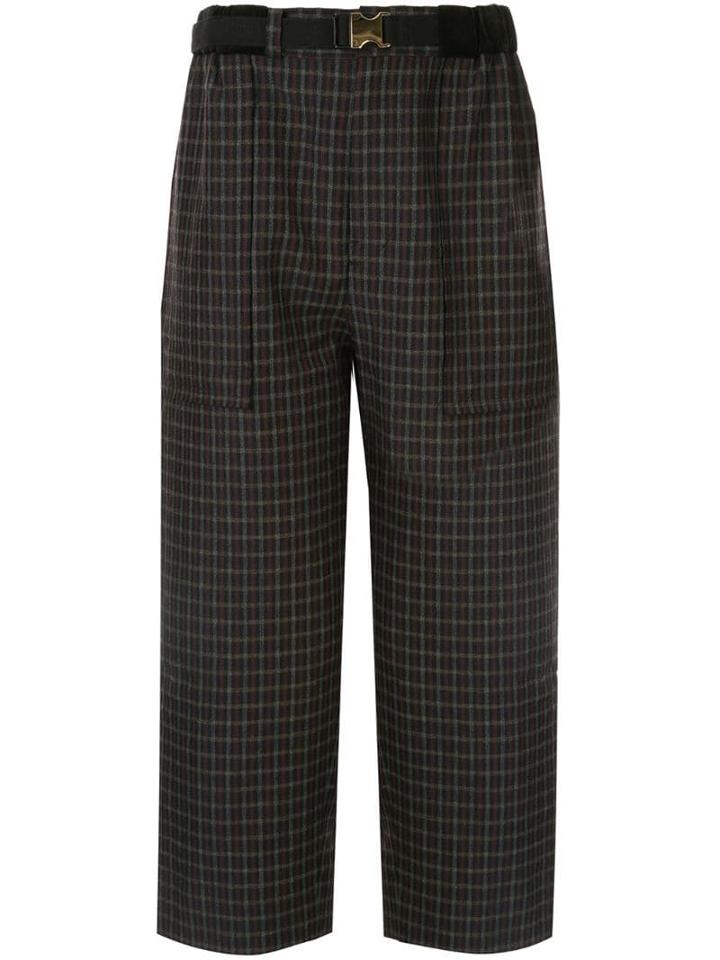 Sacai Checked Cropped Trousers - Black