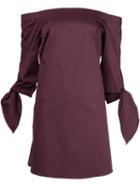 Tibi Off-the-shoulder Knot Detail Dress, Women's, Size: 0, Pink/purple, Cotton