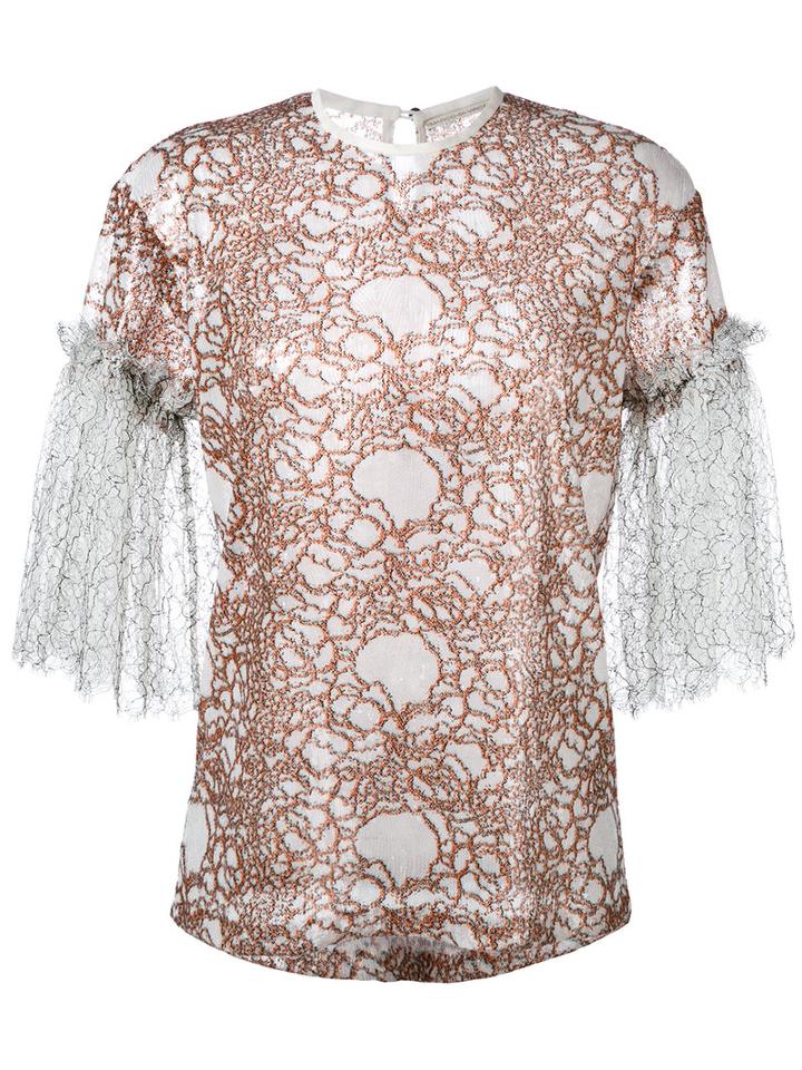 Marco De Vincenzo - Embroidered Top - Women - Polyester - 38, Women's, Grey, Polyester