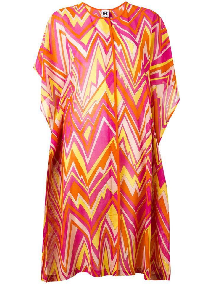 M Missoni - Zigzag Print Shift Dress - Women - Silk/cotton/acetate - S, Pink/purple, Silk/cotton/acetate