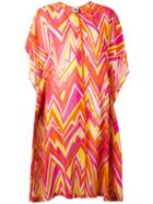 M Missoni - Zigzag Print Shift Dress - Women - Silk/cotton/acetate - S, Pink/purple, Silk/cotton/acetate