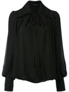 Plein Sud - Drawstring Neck Top - Women - Silk - 38, Black, Silk