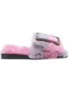 Boyy Textured Buckle Slippers - Pink & Purple