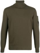 Cp Company Roll-neck Patch-pocket Sweater - Green