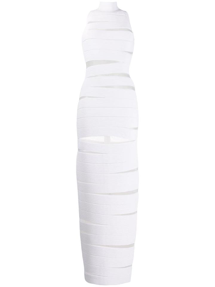 Balmain High Neck Strappy Dress - White