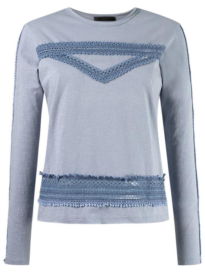 Talie Nk Lace Insert Top, Women's, Size: Medium, Blue, Cotton