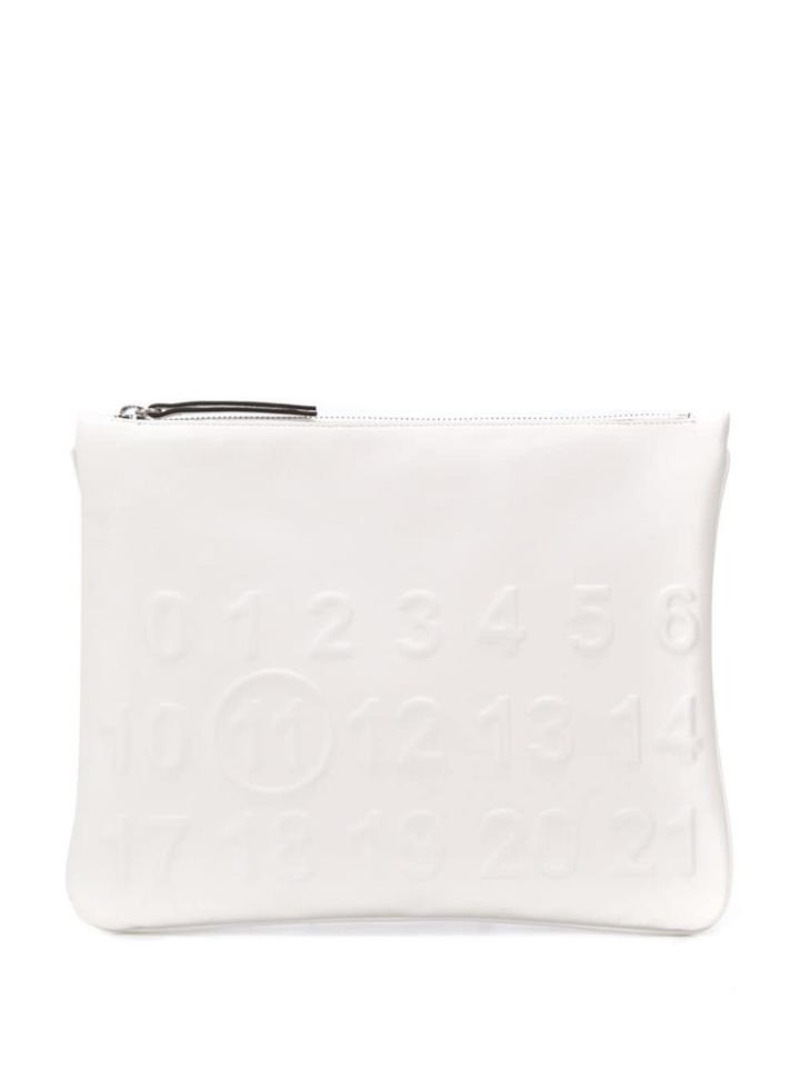Maison Margiela Logo Embossed Clutch - White