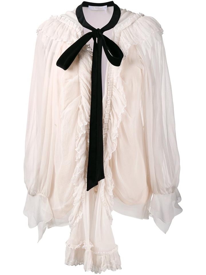 Chloé Contrasting Neck Tie Blouse