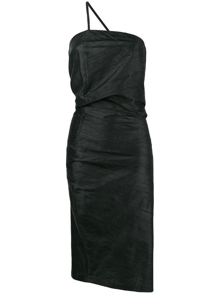 Romeo Gigli Pre-owned Draped Asymmetric Midi Dress - Black