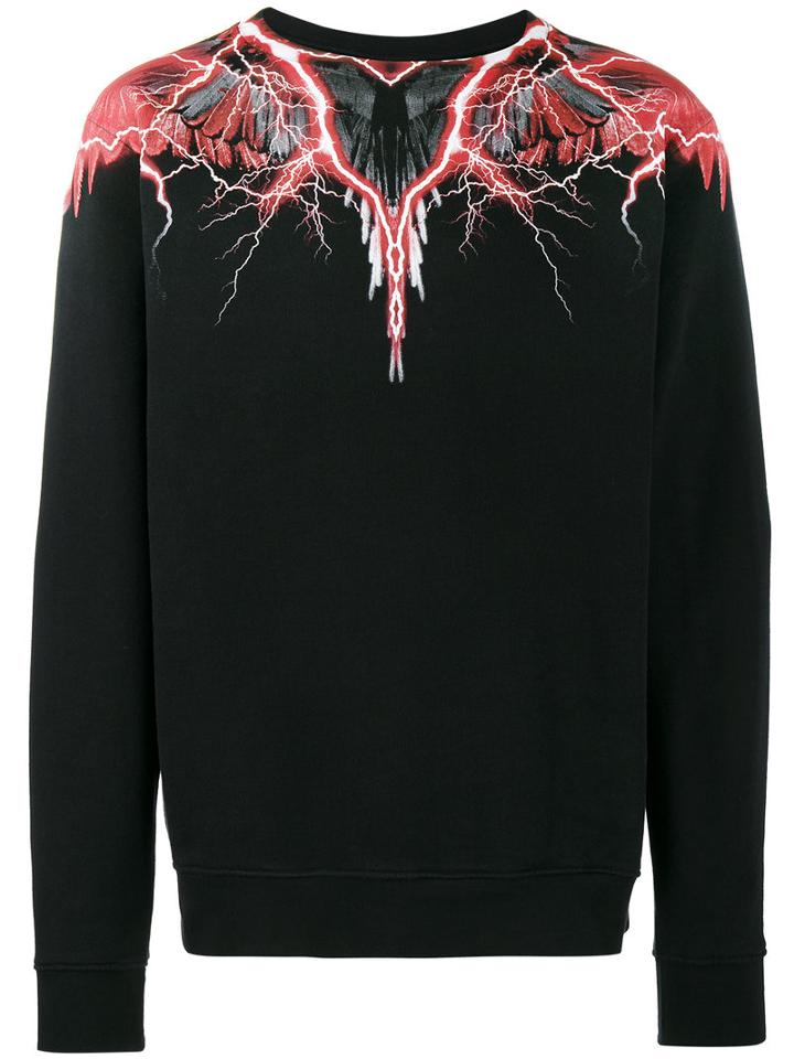 Marcelo Burlon County Of Milan - Red Lightning Print Sweatshirt - Men - Cotton - M, Black, Cotton
