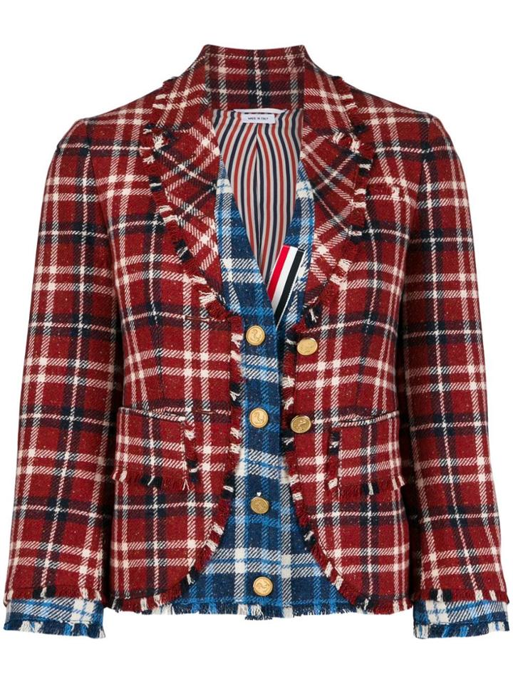 Thom Browne Contrast Check Blazer - Red