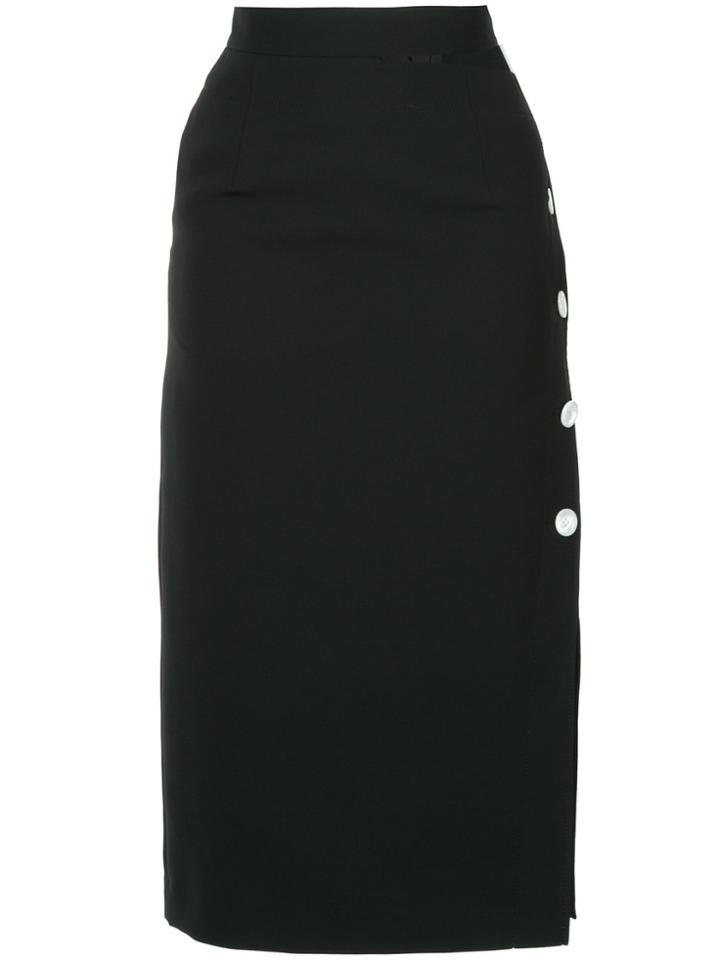 Le Ciel Bleu Button Detail Pencil Skirt - Black