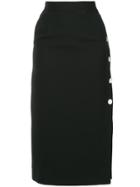 Le Ciel Bleu Button Detail Pencil Skirt - Black