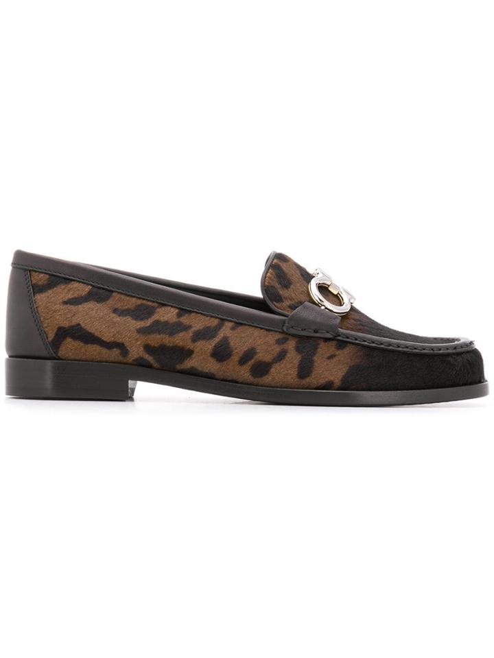Salvatore Ferragamo Faded Leopard Loafers - Black