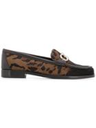 Salvatore Ferragamo Faded Leopard Loafers - Black