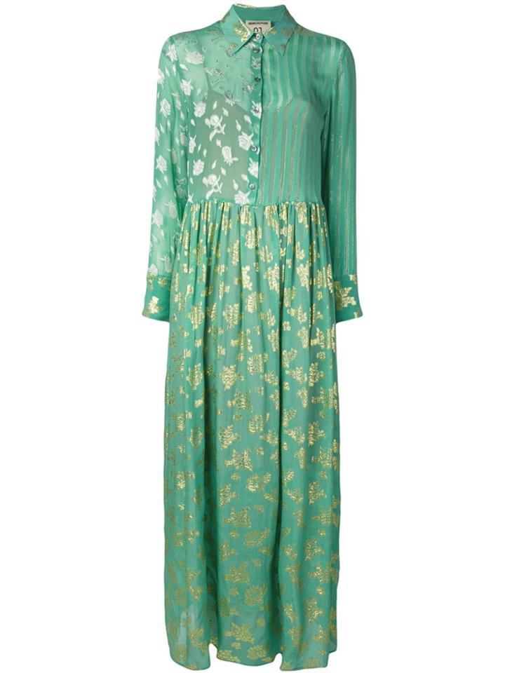 Semicouture Mixed-print Maxi Dress - Green