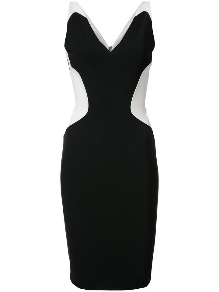 Mugler Contrast Sweetheart Neck Dress, Women's, Size: 38, Black, Acetate/polyester/viscose/spandex/elastane