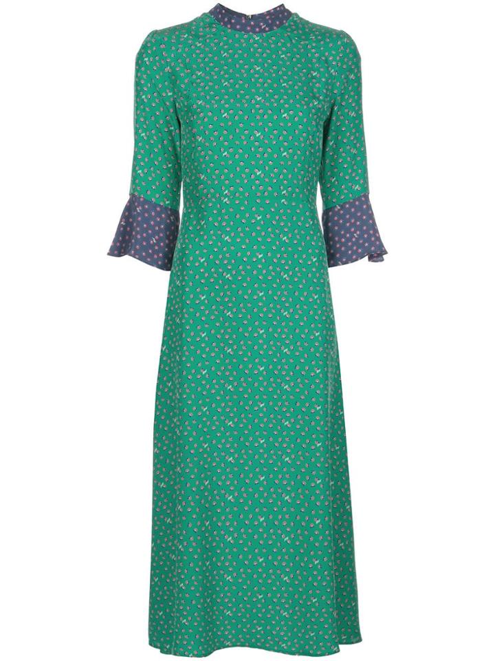 Hvn Hvn Long Ashley Bell Sleeve Dress - Green