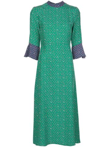 Hvn Hvn Long Ashley Bell Sleeve Dress - Green