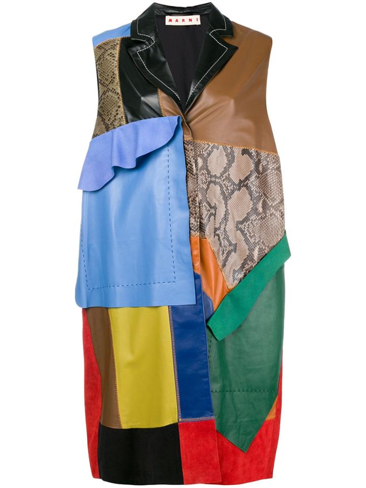 Marni Patchwork Sleeveless Coat - Blue
