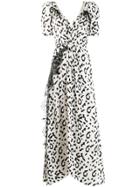 Self-portrait Leopard Print Long Dress - White