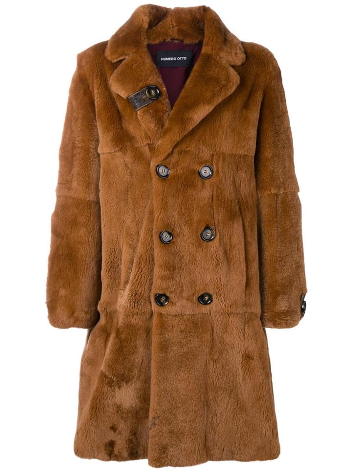 Numerootto Double Breasted Coat - Brown